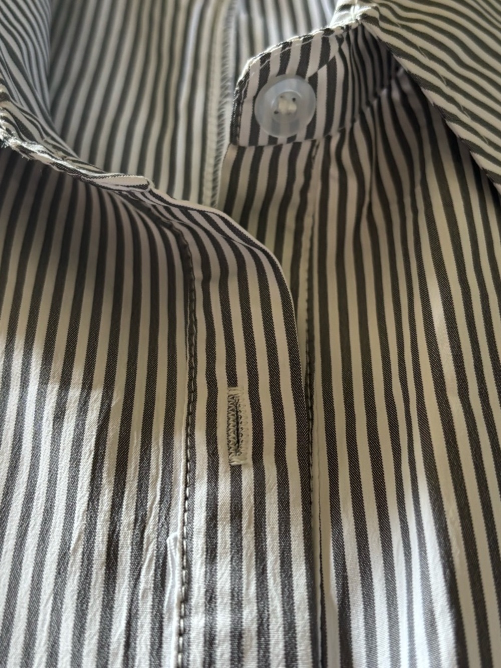 Source Unknown Black and White Vertical Stripe Women's Dress Shirt